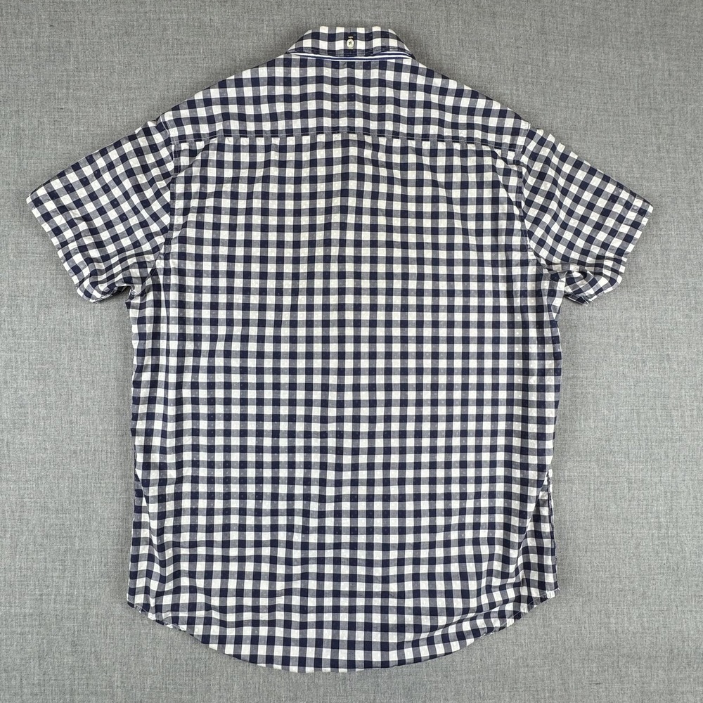 Robert Graham X Shirt Mens Large Blue Check Button Up Short Sleeve Tailored Fit - Picture 5 of 8